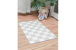 Ralxion Checkered Dog Feeding Mat, Absorbent Mats for Dog Food and Water Bowl, Dispenser, Retro Aesthetic Beige Khaiki Checkerboard Pet Placemat for Dogs, Cats, Puppy Accessories, 16" X 24”