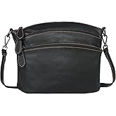 HESHE Leather Crossbody Bags Purses for Women Small Functional Multi Pocket Cross Body Purses Shoulder Satchel Handbags