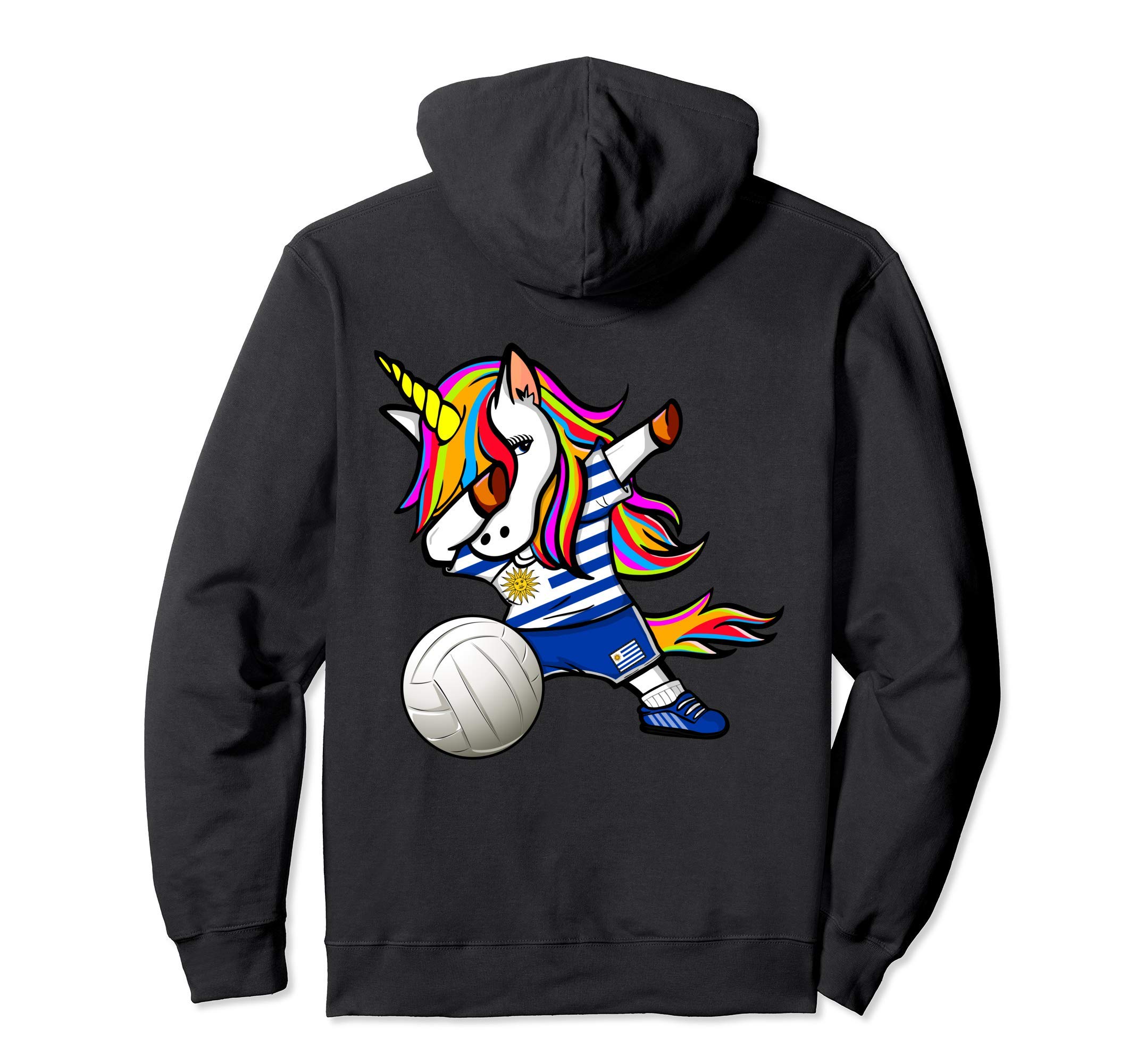 Dabbing Unicorn Uruguay Volleyball Fan Jersey Uruguayan Flag Pullover Hoodie