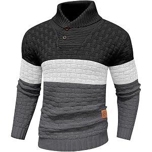 Zaitun Men's Turtleneck Sweater Shawl Collar Pullover Sweaters Regular Fit Knitted Tops