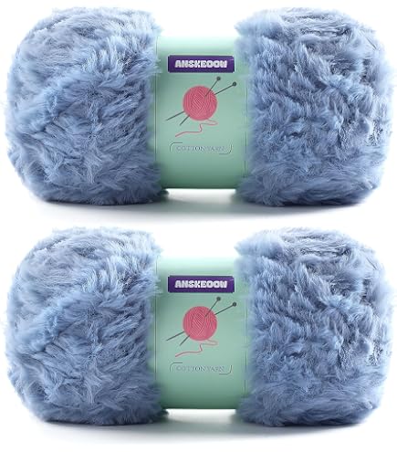 Buvemu Plush Faux Fur Bulky Yarn, Super Soft Fluffy Fuzzy For Knitting Crocheting Crafting, 100 Gram (3.53 Ounces) 109 Yards (100 Meters) (Bone