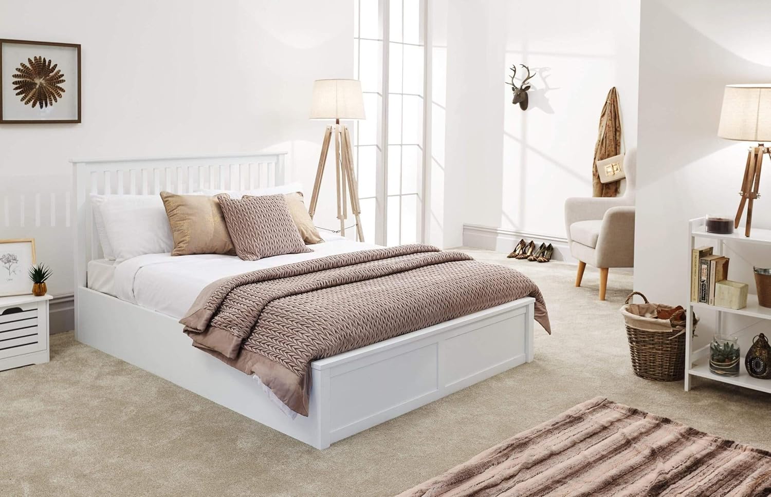 Como Wooden Ottoman Storage Bed White 3ft Single Amazon Co Uk Kitchen Home