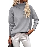 Zeagoo Women's Turtleneck Sweater 2026 Fall Winter Chunky Knitted Pullover High Low Hem Trendy Basic Jumper Top
