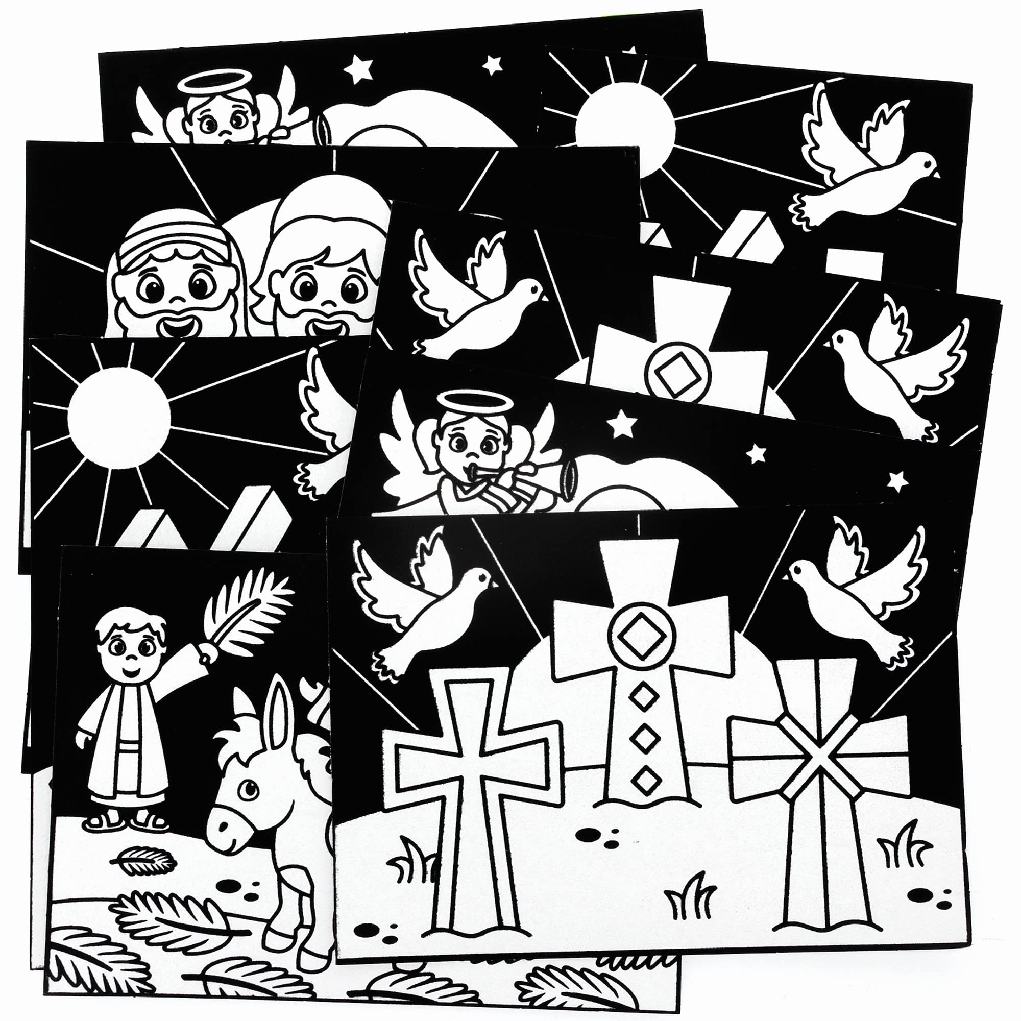 Baker Ross Holy Week Fuzzy Art Pictures - Pack of 10, Religious Fuzzy Felt Sets for Children (FC508)