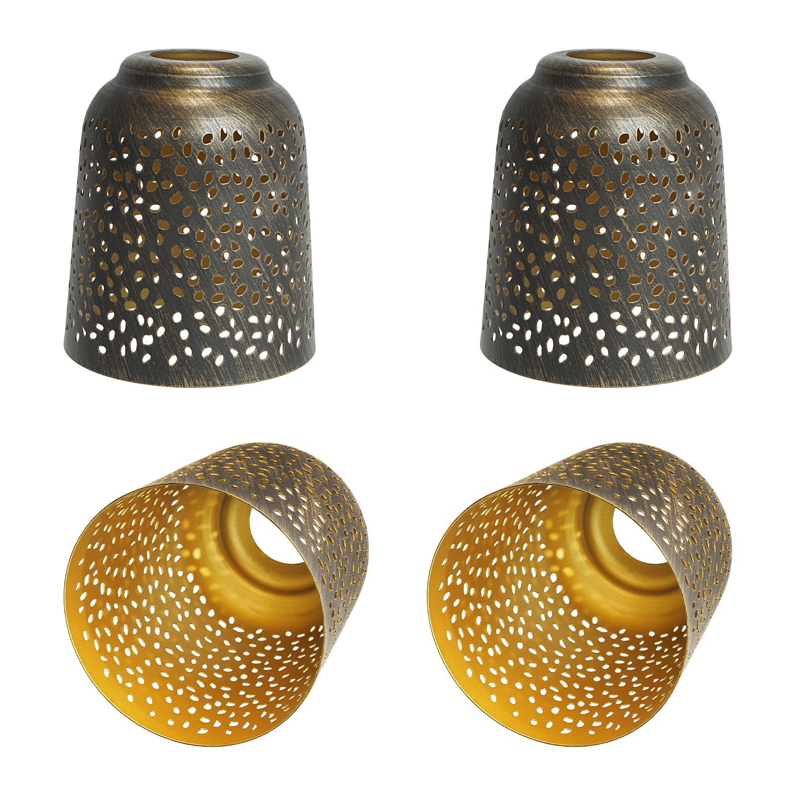 Photo 1 of Ceiling fan light covers 4 Pack replacements with 1.6" Fitter, ALUCSET 5.6" Height and 5"Diameter, Metal Bell Shaped light fixture cover Fits pendant light shade Chandeliers Wall Sconces Lights