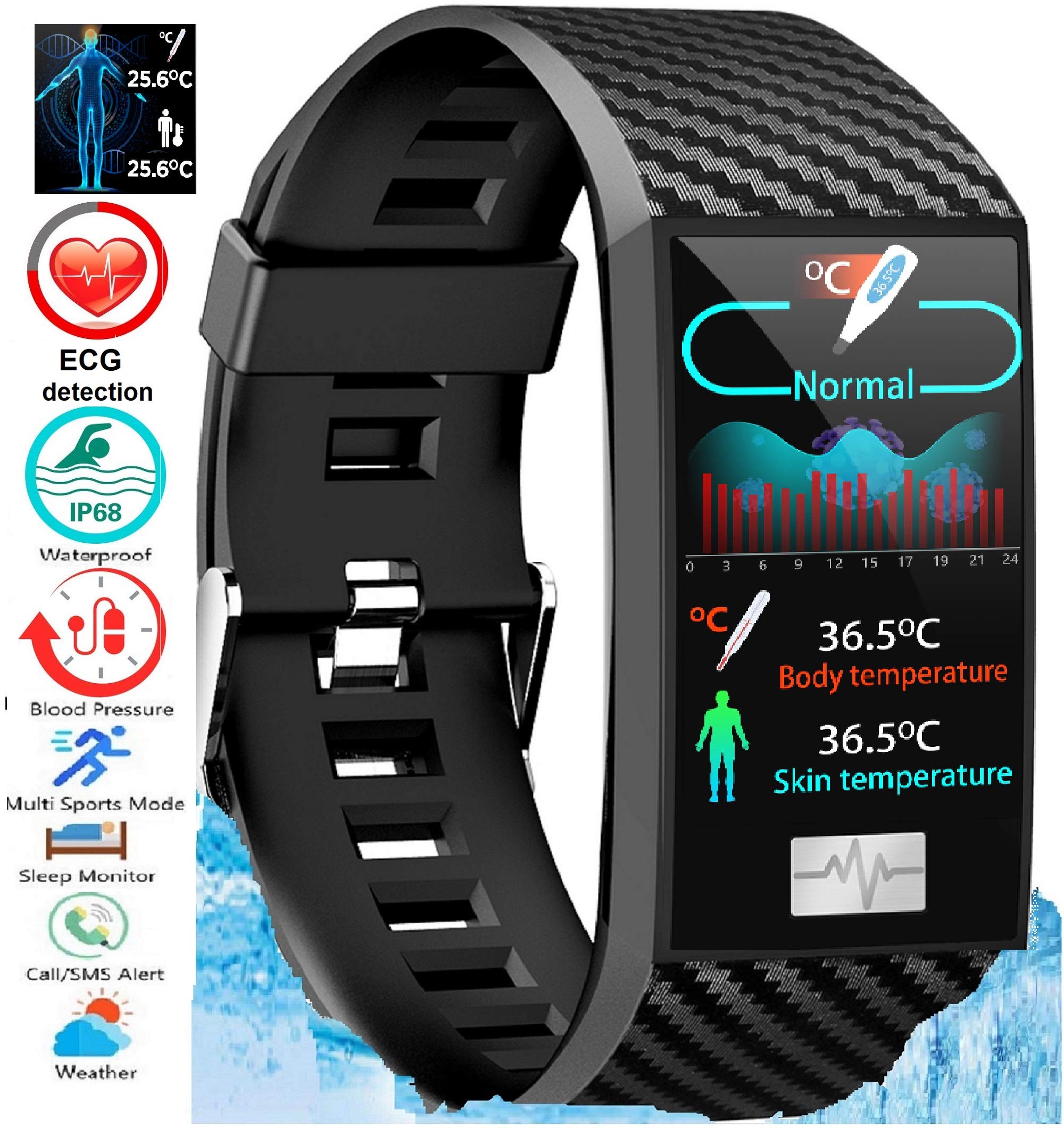 N3 ZELEK Pulse Oximeter SoO2 Smart Watch Body Temperature Smart Band Blood Pressure Monitor Heart Rate Monitor Activity Monitor for Women Activity Tracker for Women Sleep Monitor Waterproof IP68
