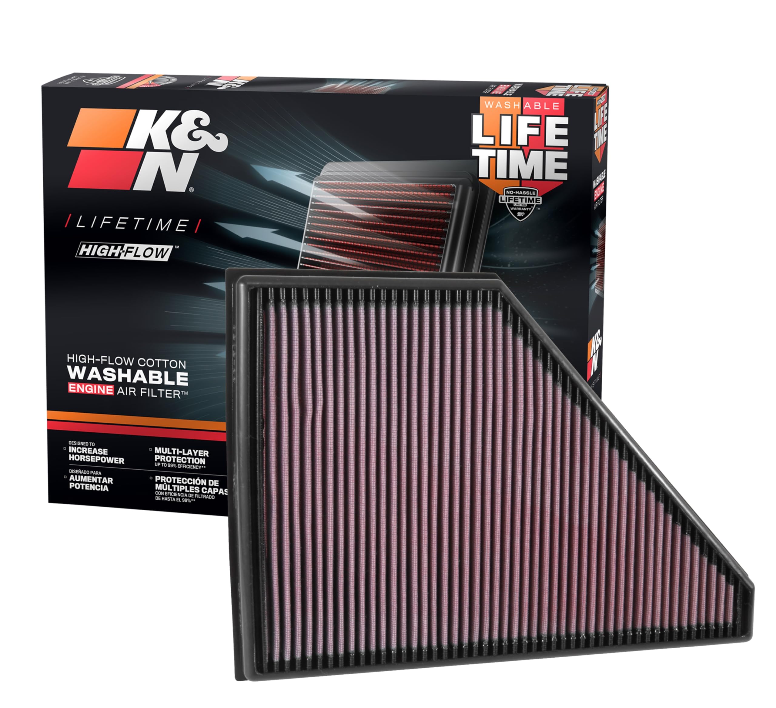 Photo 1 of K&N High-Flow Original Lifetime Engine Air Filter: Increase Power: Premium, Washable: Compatible with 2017-2025 Subaru/Toyota: BRZ, 86, GR86, 33-5056
