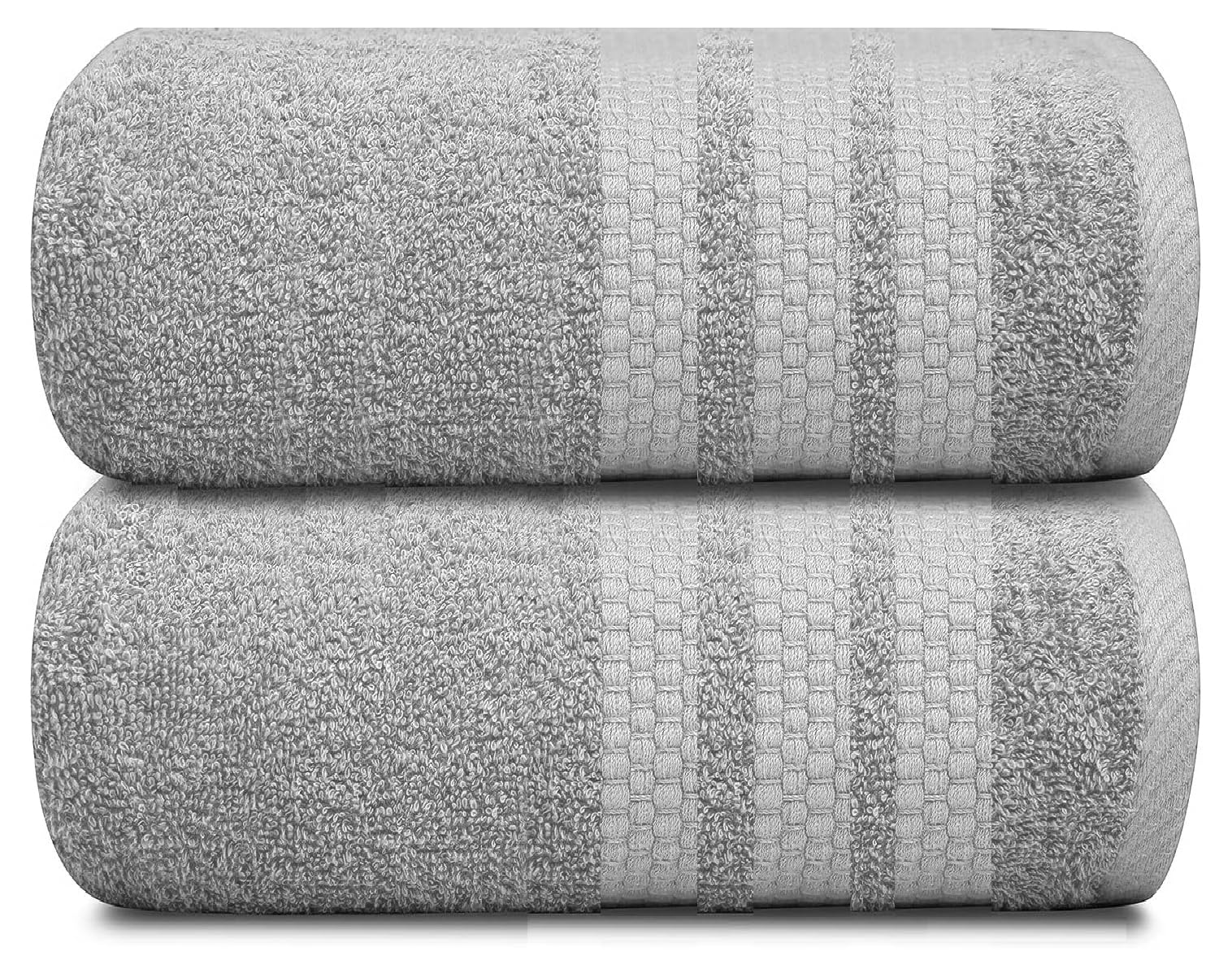 Fantastic Pack Of 2 Luxury Super Bath Sheet Extra Large & Soft High Absorbent Beach Towels 100% Egyptian Cotton Quick Dry Plush Fluffy Towels(95x200). (Silver)