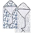 Burt's Bees Baby - Hooded Towels, Absorbent Knit Terry, Super Soft Single Ply, 100% Organic Cotton (Hello Moon!, 2-Pack)