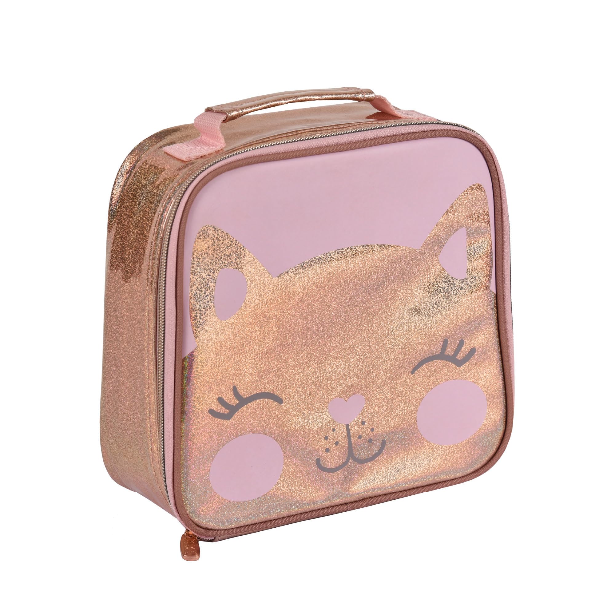 Polar Gear Pretty Kitty Nice Insulated Girls Lunch Bag, PU leather, plastic piping, one Size, Pink & Gold