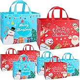 YALTOON 8 Pack Extra Large Christmas Gift Bags, Heavy Duty Reusable Tote Bags with Handles, Non-Woven Large Christmas Bags for Gifts, Holiday Shopping, Xmas Party Favors, 8pcs L 12.8"x9.8"x6.7"