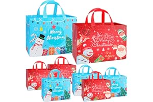 YALTOON 8 Pack Extra Large Christmas Gift Bags, Heavy Duty Reusable Tote Bags with Handles, Non-Woven Large Christmas Bags for Gifts, Holiday Shopping, Xmas Party Favors, 8pcs L 12.8"x9.8"x6.7"