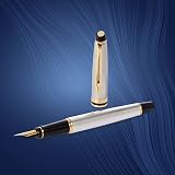 Waterman Expert Fountain Pen Stainless Steel 23k Gold Trim Medium Nib Gift Box view 5