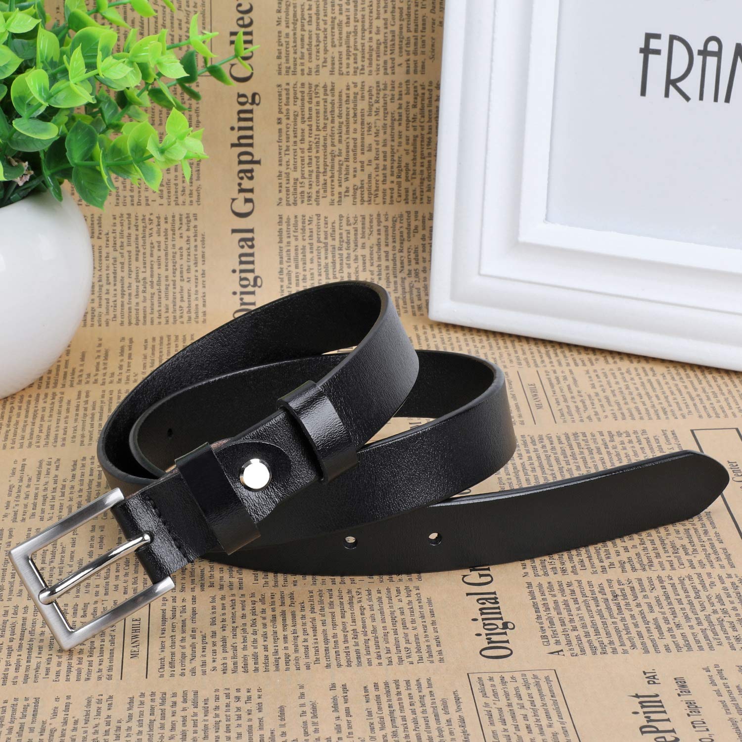 Black Leather Belts for Boys BALTEUS Designer Western Children Big Kids Belt (Fit Waist 16-20 Inches)