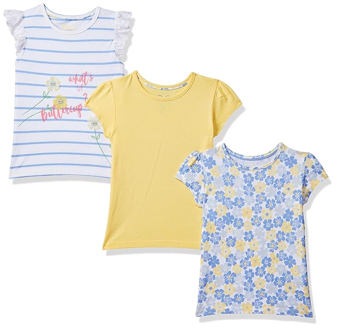 Baby Girls Floral Regular Fit T-Shirt (Pack of 3)