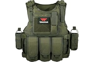 BOMTURN Tactical Airsoft Vest Upgrade Adjustable Modular Paintball Vest Outdoor Fit Adult