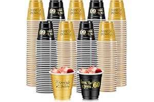 Ziliny 100 Pcs 60th Birthday Plastic Shot Glasses 2 oz Cheers to 60 Years Disposable Cups Bulk for Women Men Happy Birthday Anniversary Wedding Party Decorations Favors