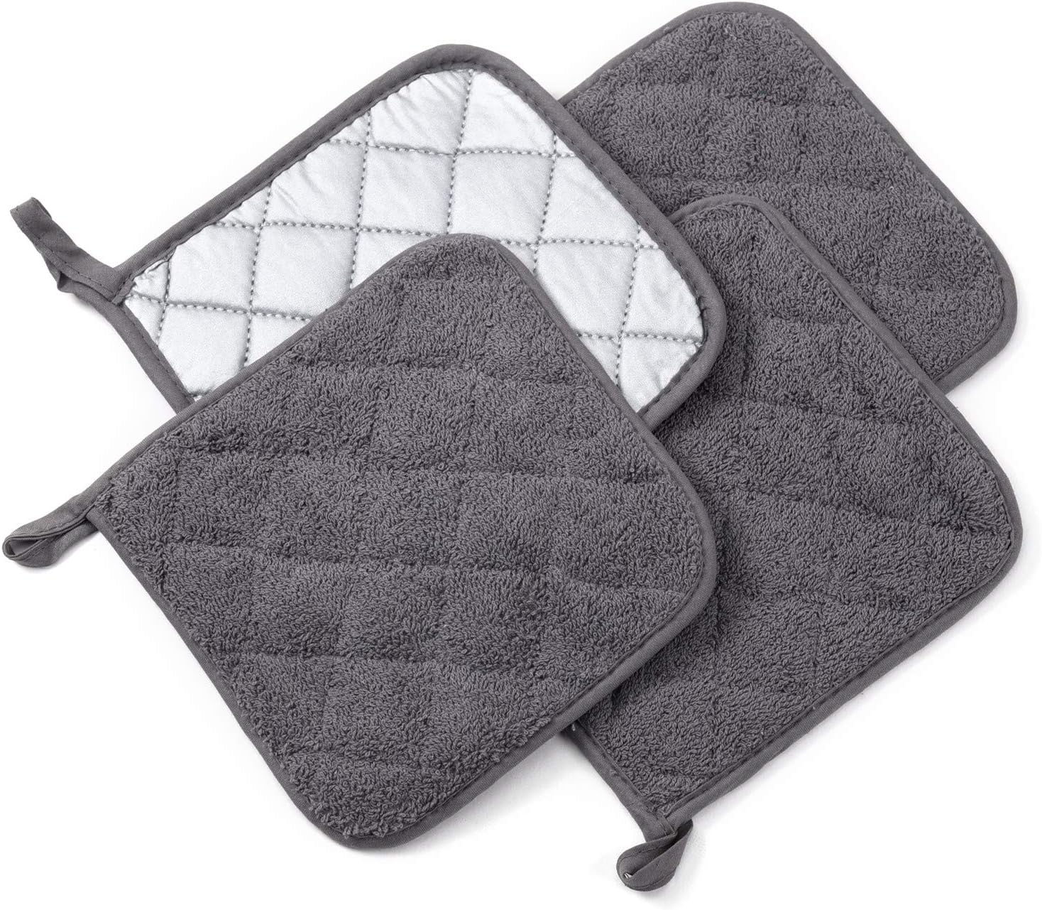 Jennice House Potholders Set, 6 Pack of Heat Resistant Hot Mat Coasters Pure Cotton Kitchen Everyday Pot Holders, 7"X7" for Cooking and Baking (Gray): Home & Kitchen