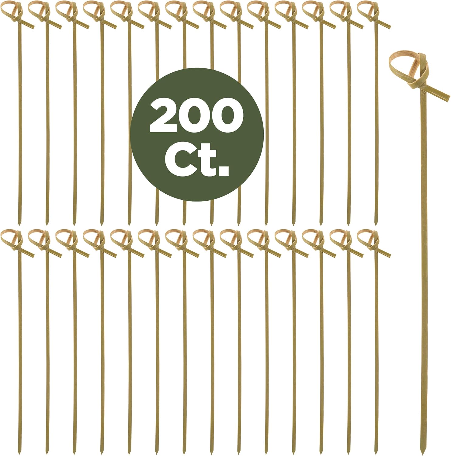 Prexware 6 Inch Bamboo Knot Skewers, Twisted Ends Bamboo Picks Cocktail Picks 200 Ct.