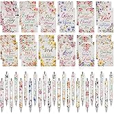 Maritown 48PCS Bible Verse Pens with Christian Notepads Inspirational Quotes Pens Flower Scripture Ballpoint Pens for Women Student Religious Easter Gifts for School Office (Bible Flowers, 48)
