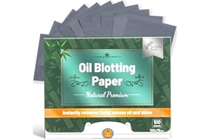 BEAUTY KATE Natural Oil Blotting Paper for Oily Skin with Bamboo Charcoal - 26% Larger Oil Blotting Sheets for Face,Makeup Friendly,100 Counts,Easy Take Out Design, Premium Oil Absorbing Sheets