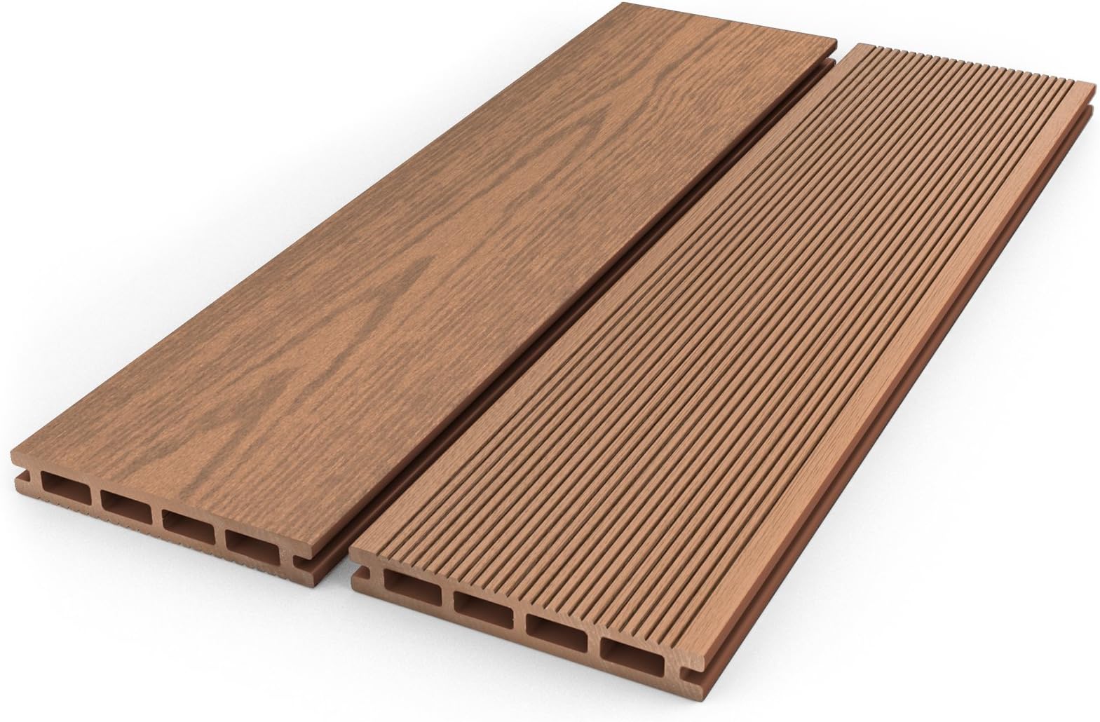 Composite Decking | WPC Decking | Wood Plastic Decking | Dino Decking ™ UK - Highest Quality | Boards, Edging, Trims, Fixings, Clips, Joists | Decking Board - Amber (4m)