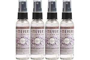 MRS. MEYER'S CLEAN DAY Antibacterial Hand Sanitizer Spray, Travel Size, Removes 99.9% of Bacteria, Lavender, 2 oz - Pack of 4
