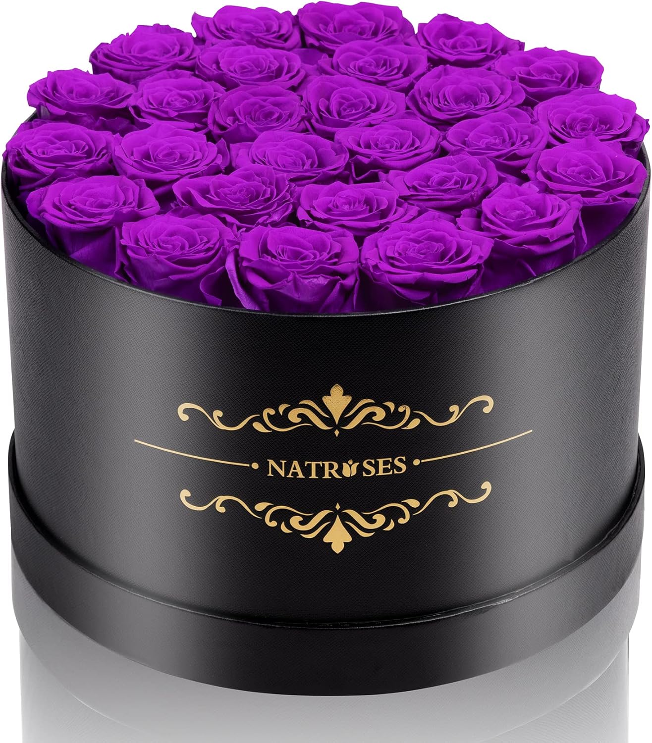 Dried & Preserved Flora - NATROSES Forever Preserved Roses in a Box, 100% Real Roses That Last Up to 3 Years, Preserved Flowers for Delivery Prime Birthday, Valentines Day Gifts for Her (Purple)