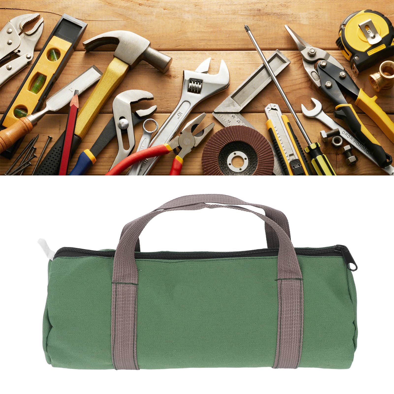 Tool Bag with Wide Mouth, Large Capacity Canvas Heavy Duty Tool Bag Large Tool Bag for Wrench Screwdriver Handbag for Vehicle Repairers, Technicians, Carpenters (S)