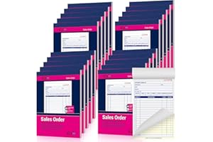 20 Pack Sales Order Book Bulk, 2-Part Carbonless Receipt Form Invoice, White/Yellow, 5-7/16 x 8-7/16 Inches,General Purpose S