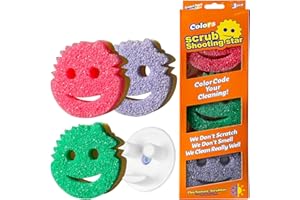 3 Pack Scrub Sponge for Mommy Daddy, Daddy Holder for Kitchen Sink with Suction Cups, Self Draining, No Odor, Easy Cleaning