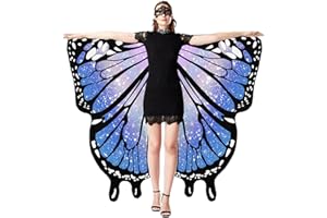 Tibeha Halloween Butterfly Costume for Adult - Double-Sided Printing Wings Women Kids Girls Cape