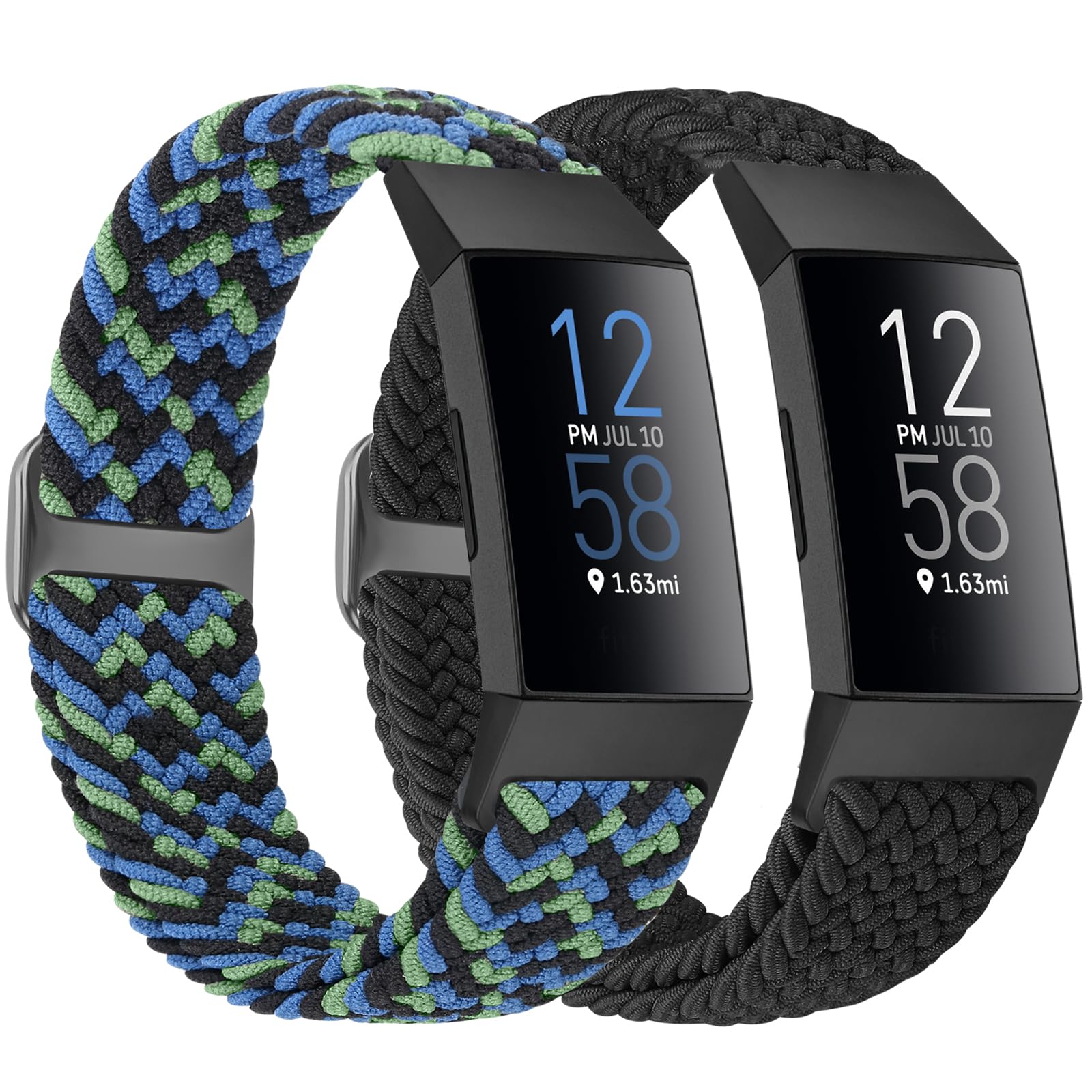 Bcuckood Braided Watch Straps Compatible with Fitbit Charge 4/Charge 3/Charge 3 SE for Women Men, Adjustable Stretchy Nylon Solo Loop Woven Replacement Wristbands for Fitbit Charge 4/Charge 3