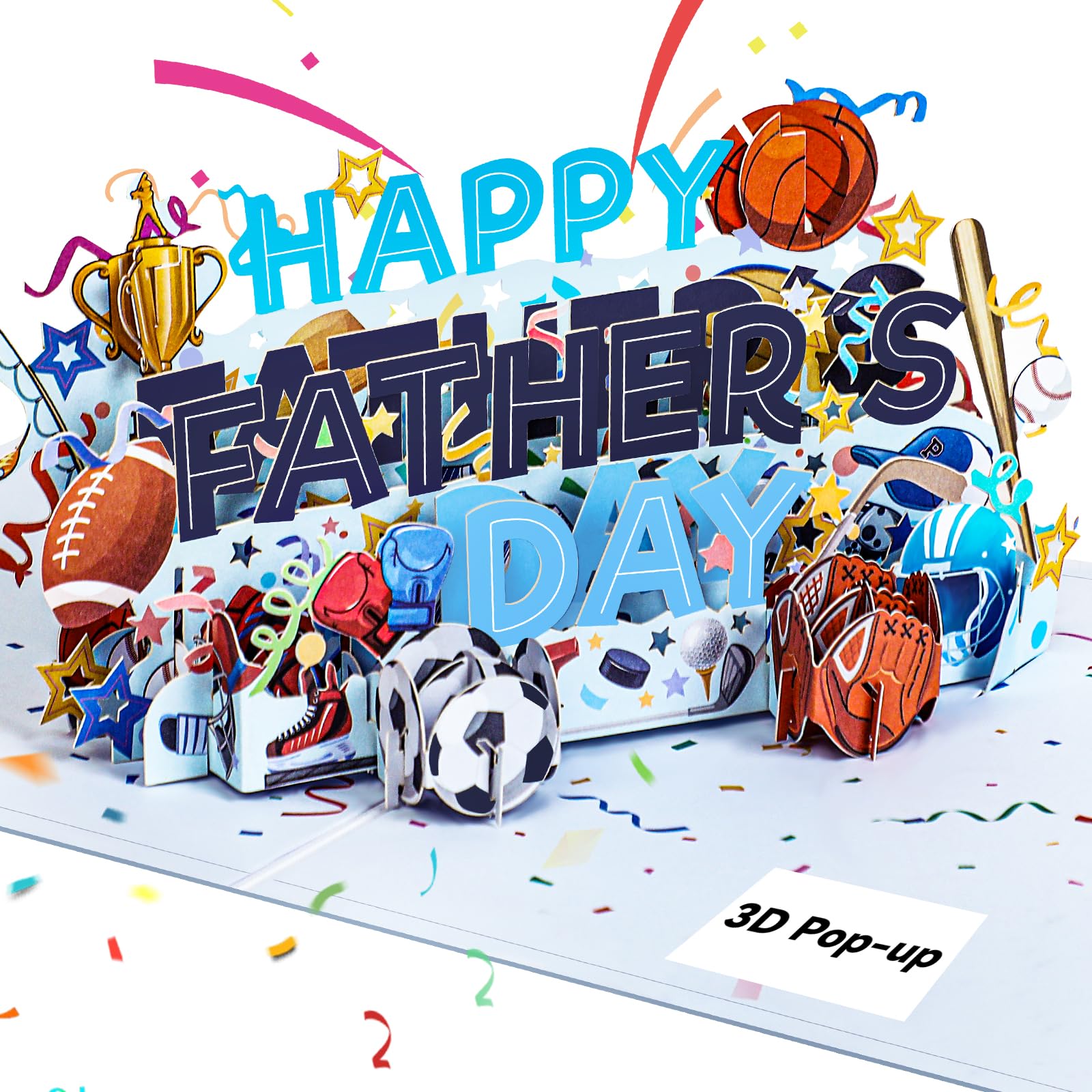 Fathers Day Card, Funny Pop Up Personalised Grandad Father's Day Card From Daughter Son Wife, 7"X5" 3d Sport Style, Includes Envelope & Note Tag