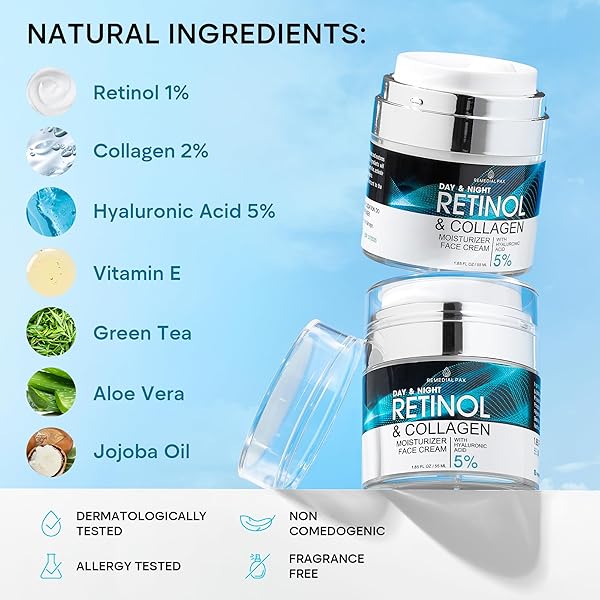 REMEDIAL PAX FACE MOISTURIZER RETINOL CREAM, ANTI AGING NECK FIRMING CREAM, COLLAGEN DAY & NIGHT FACE CREAM WITH HYALURONIC ACID FOR WOMEN & MEN, 1.85 FL OZ