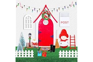 ILAFFUS 22 Pcs Christmas Elf Fairy Doors Decorations Enchanted Elf Doors Tiny Outdoor Xmas Decor Wooden Tiny Miniature for Girls Xmas Accessories Fairy Tale