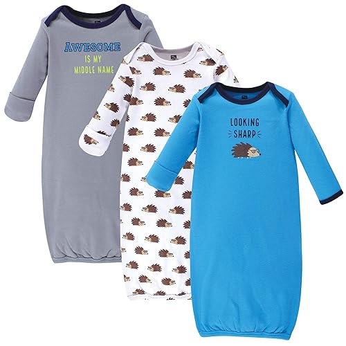 Hudson Baby Unisex Cotton Gowns, Hedgehog, 0-6 Months