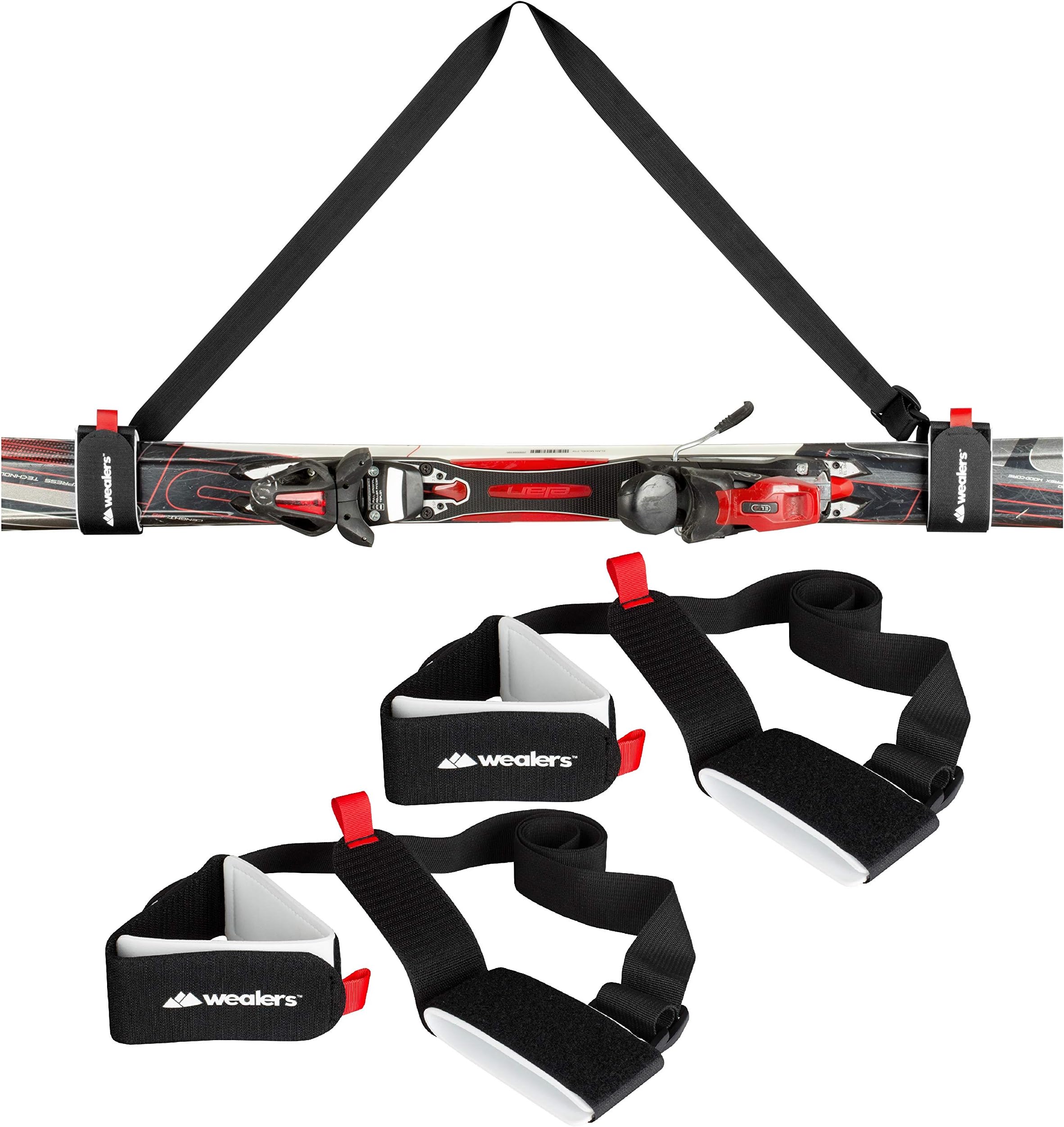 Ski Straps for Carrying Strap Shoulder Carrier Ski Accessory Snow Gear Lash Handle Thick and Strong Strap Closing and Cushioned Foam for Protection from Scratches (2 Pack)
