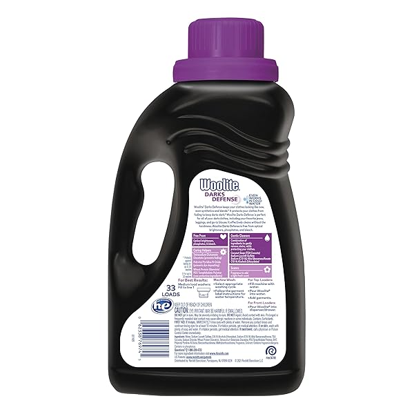 WOOLITE DARKS DEFENSE LIQUID LAUNDRY DETERGENT, 33 LOADS, 50 FL OZ, REGULAR & HE WASHERS, PACKAGING MAY VARY