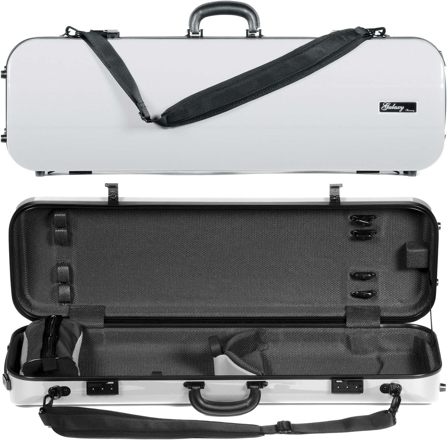Galaxy Comet 500SL Oblong White Violin Case with Gray interior
