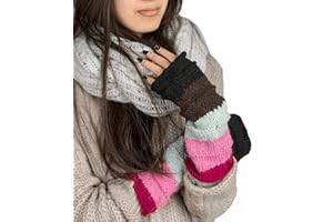 Tribe Azure Fair Trade Arm Warmers Women, Warm Winter Wool Hand Knit Crochet hand warmers gloves, wrist, Knit Fingerless