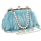 FeelfunFeather Women Clutch Purses,Fluffy Feather Evening Handbags for Wedding Party Banquet Prom Crossbody Bag