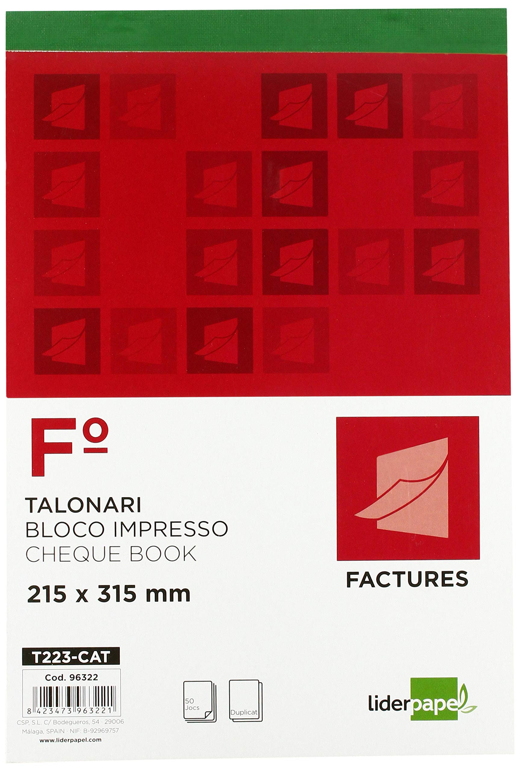 Liderpapel T223-CAT - Invoice Book