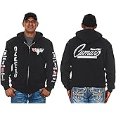 JH Design Men's Chevy Camaro Zip Up Hoodie Black Sweatshirt All Over Print Sm-3x