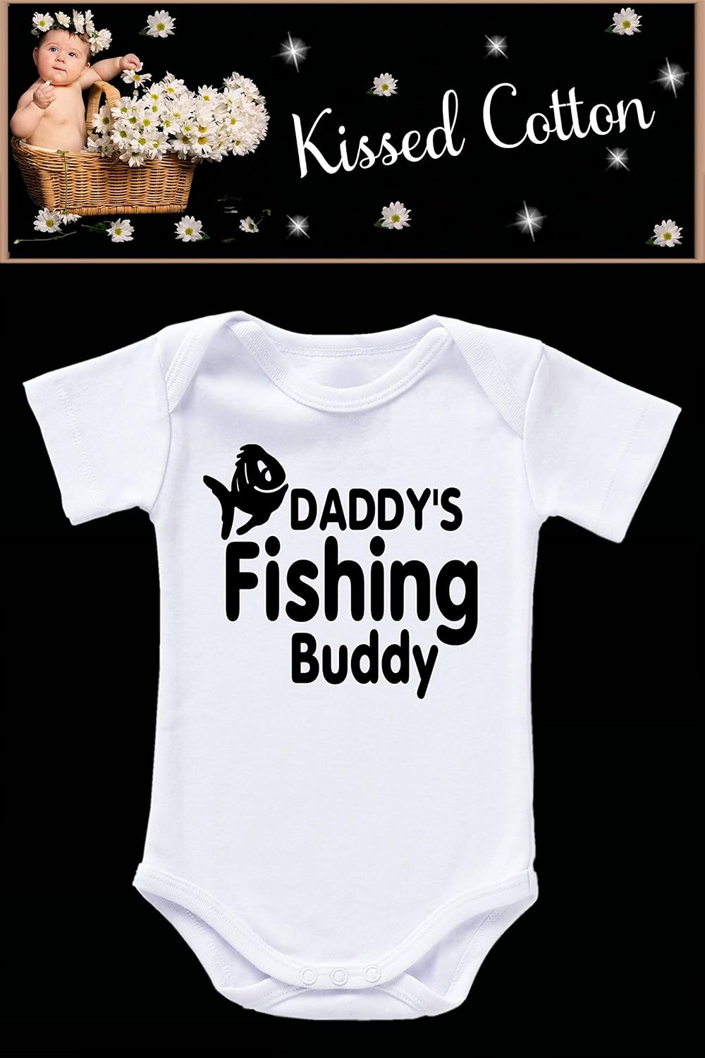 Daddy's Fishing Buddy baby onesie KC86 Handmade