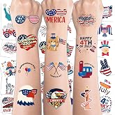 4th of July Outfits - 150 PCS USA Flag Patriotic Tattoos for Fourth of July Accessories | 4th of July Outfits for Women,Red White Blue Party Decorations Favors Supplies
