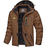MAGCOMSEN Men's Winter Coats Water Resistant Ski Snow Jacket Warm Fleece Jacket Parka Raincoats With Hood Multi-Pockets
