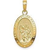 Jewelry Stores Network St Christopher Necklace Mens Womens 10k Yellow Gold Medal Pendant for Travelers, Saint Christopher Necklace with 18 mm x 12 mm Charm, Avg Weight 1.36 Grams, Feast Day July 25