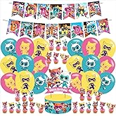 Cartoon Cat Birthday Party Decorations, Super Cat Decoration Party Supplies, Including Balloons, Banners, Cupcakes, Cake Toppers