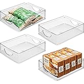 iDesign Plastic Stackable Pantry Bin - Storage Bin with Handles for Cabinets or Fridge - Set of 4 - Clear